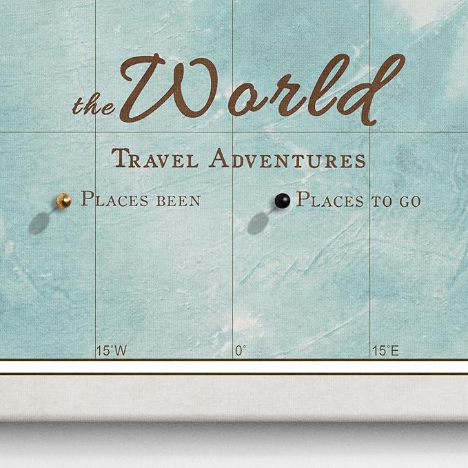 Canvas World Map with Cork Pin Board - English Lettering - Decorative Wall Decoration for All Rooms - Canvas Pictures with World Map Motif (120x80 cm, Pattern 11)