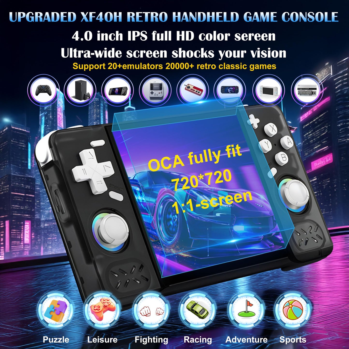 TYHDGHJ Upgrade XF40H Retro Handheld Game Console with 64g Built-in 18000+ Classic Games for Boys and Men - Video Gaming Emulator Console