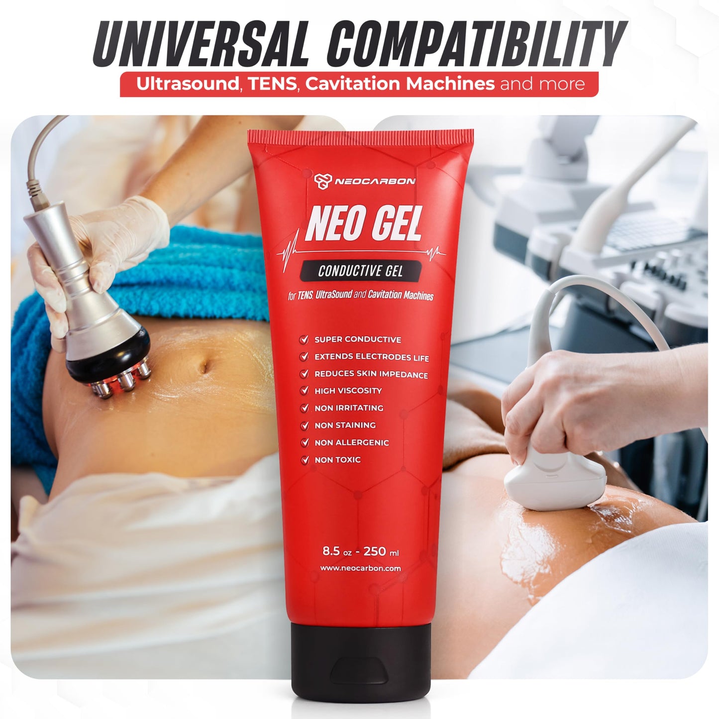 Electrode Conductive Gel for TENS Unit, Doppler Ultrasound Device, Cavitation microcurrent Machine and Replacement Pads, Clear 2 Pack, 250 ml