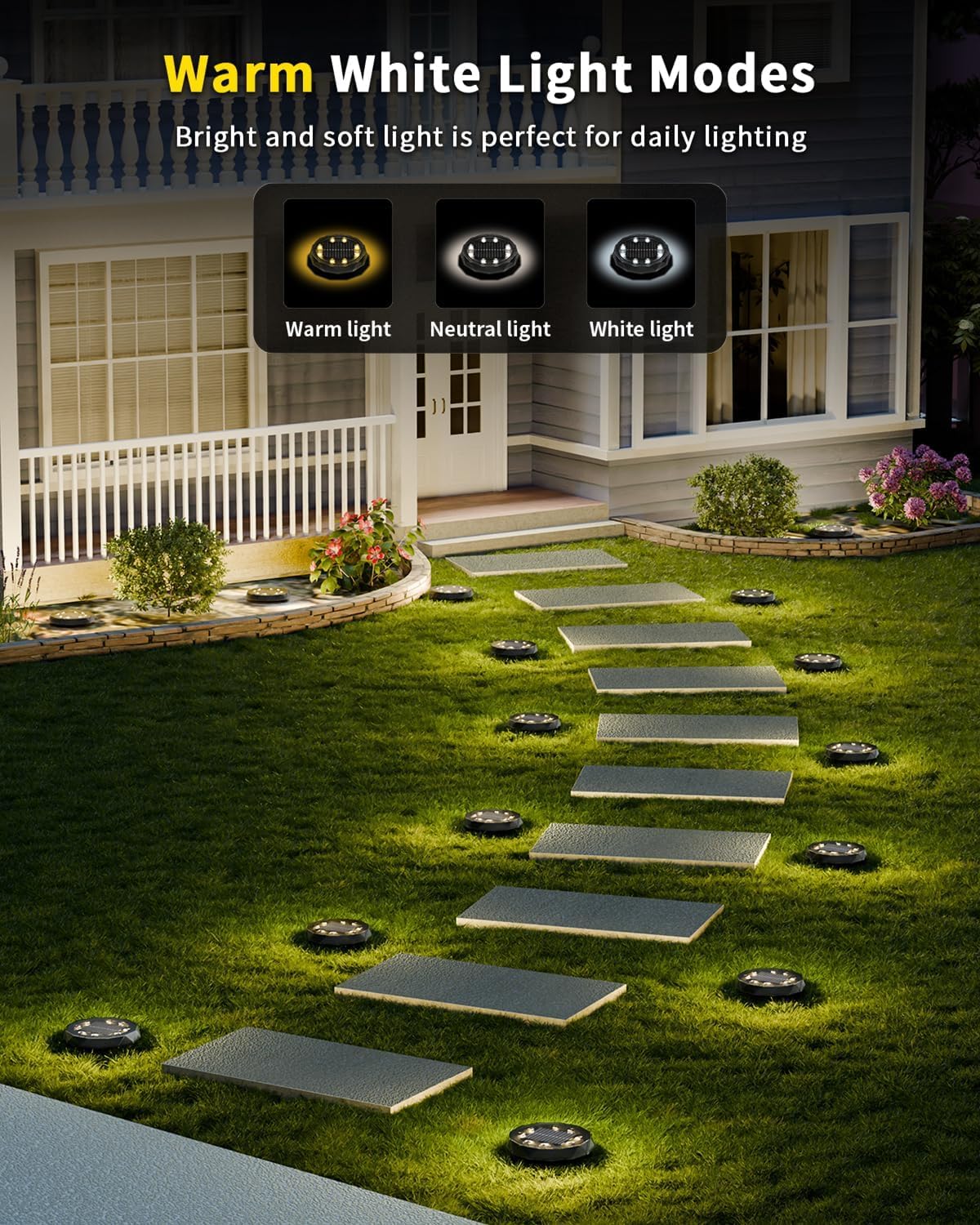 Hicotet Solar Ground Lights, 15 Multi Color, 50ft Remote Control, IP67 Waterproof, 18 Pack, Black, Model LNM-CPD-01
