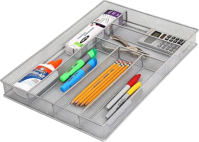 YBM HOME Stainless Steel Silverware Tray Organizer for Kitchen Utensils, In-Drawer Cutlery Tray Mesh Utensil Drawer Organizer with 6 Compartments for Kitchen and Office, 12-Pack