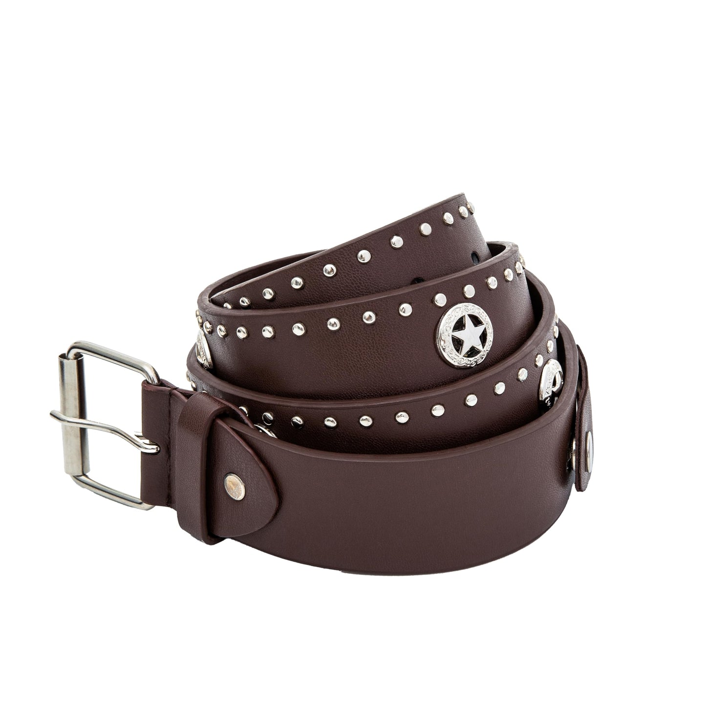 1PC Studded belt LED Y2K punk，suitable for activities or festivals, for both men and women(with LED lights embedded in the belt) (Brown)