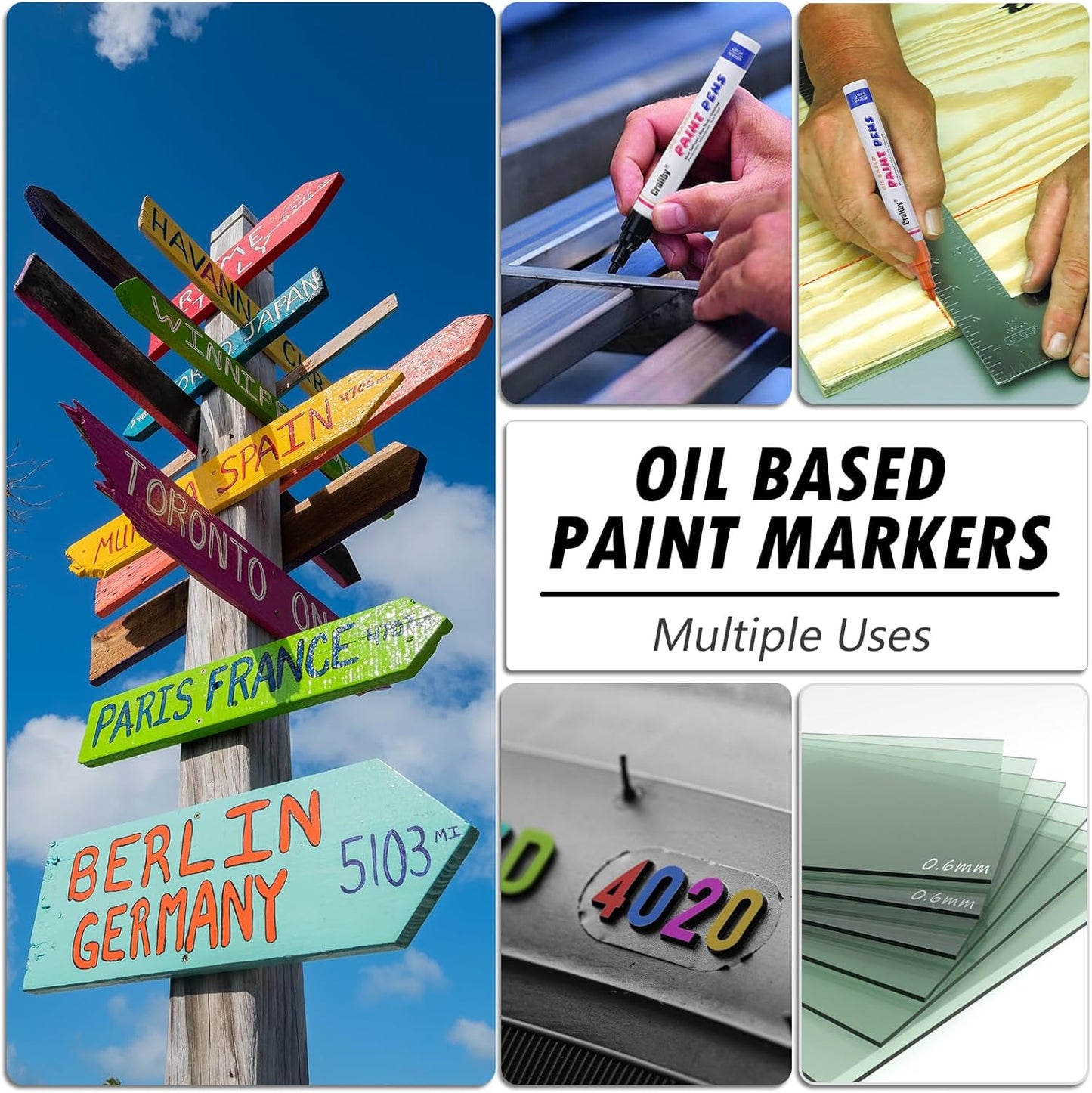 Red Paint Markers, 12 Pack Oil-Based Waterproof Quick Dry Permanent Paint Pen Set for Rocks Painting, Wood, Fabric, Plastic, Canvas, Glass, Mugs, Metal, Tire, Stone, DIY Craft