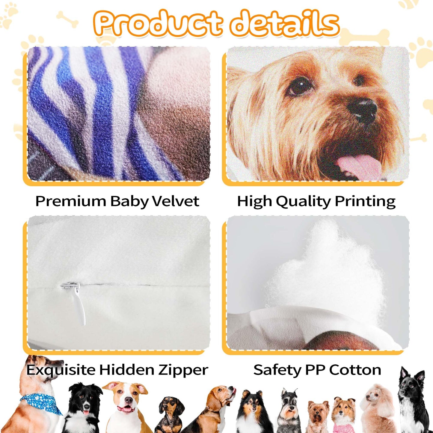 Easycosy Custom Photo Pillow, Personalized Pet Pillow Shaped Like Your Dog Cat, Customized Stuffed Animal Picture Pillowcase, Memorial Gifts for Her Him Birthday Gifts for Pet Lovers(8 Inch)
