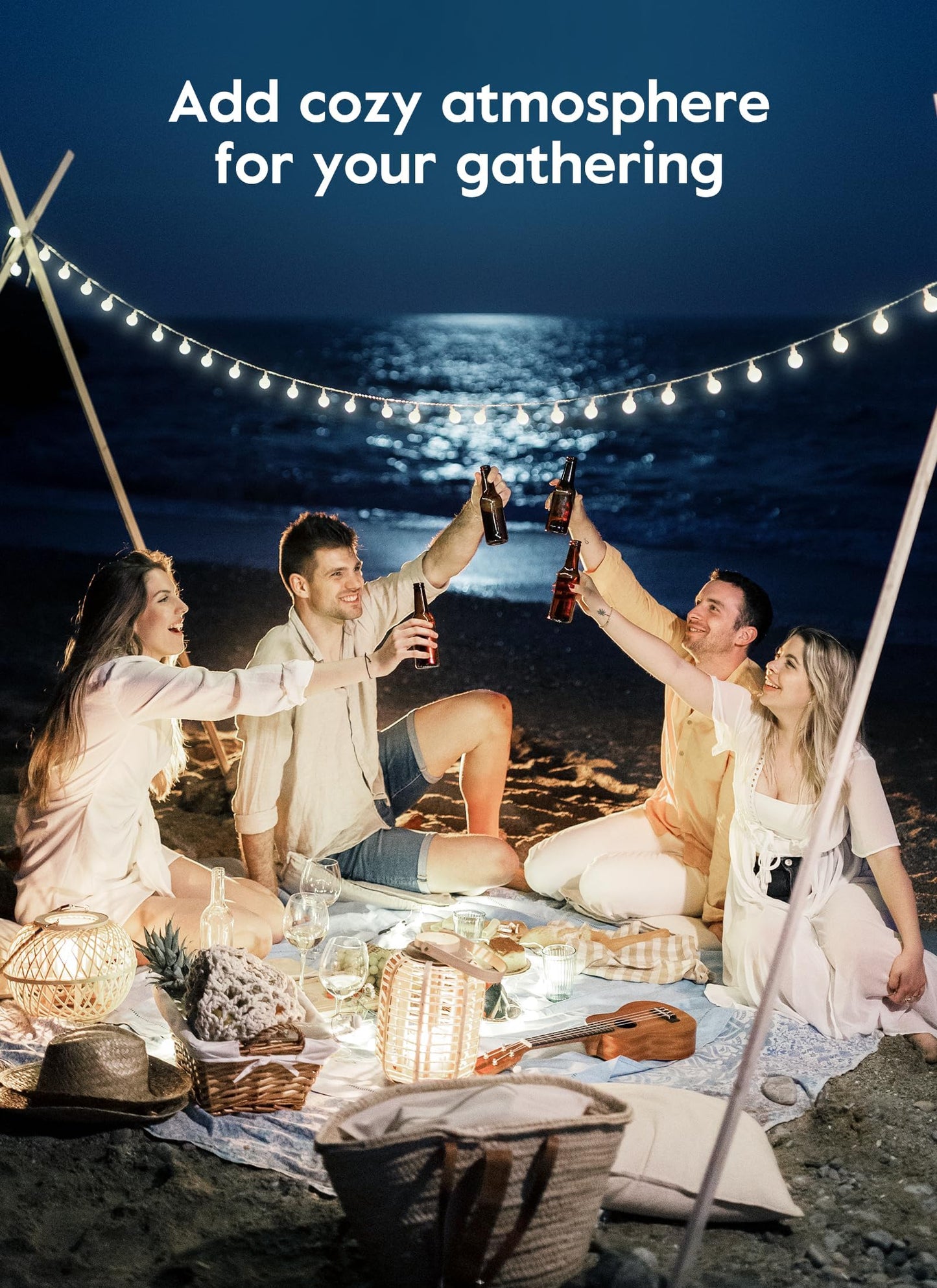 Brightown Solar String Lights, 39Ft, 120 LED, 8 Modes, Waterproof, 2 Packs, Pure White, Globe Model