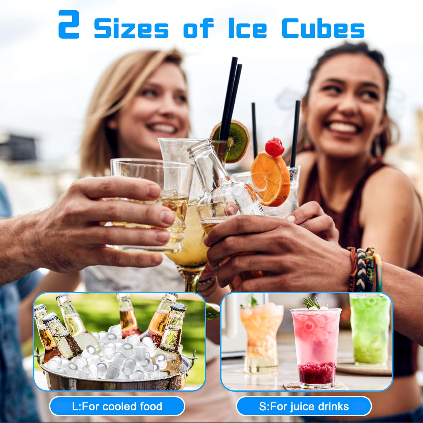 Countertop Ice Maker 26lbs/24H Portable Ice Machine with 2 Sizes of Ice Cubes, 9 Ice Cubes in 8 Mins, Stainless Steel Design Ice Scoop & Basket Included Self-Cleaning for Home, Kitchen, Bar, RV