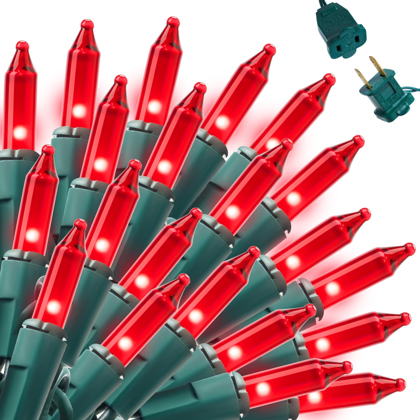 Joiedomi Outdoor Christmas Lights, 42.8Ft Red String Lights, 200 Count, Green Wire For Holiday Decorations