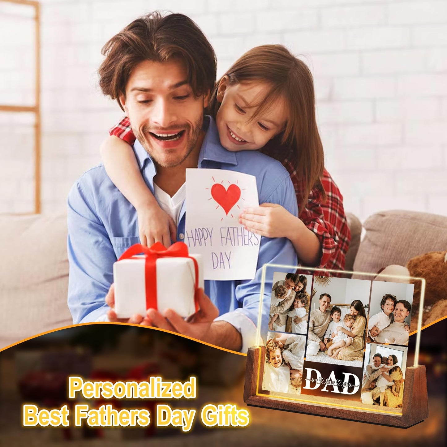 Maiwell Personalized Fathers Day Birthday Gifts From Daughter Son Kids Wife  Custom Light Up Picture Frame With Photo  Customized Best Dad Ever Gifts For Dad Husband Men Christmas Anniversary