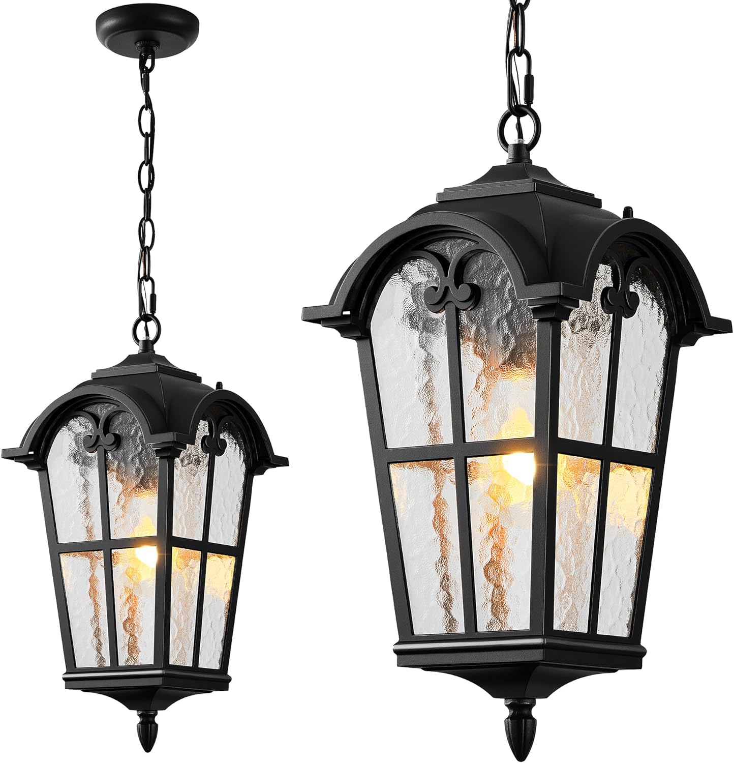 VIANIS 18.7'' Large Outdoor Pendant Lights, Black Hanging Porch Light Fixture, Aluminum Outside Ceiling Lights for House, Porch, Doorway, Vintage Style, Waterproof and Anti-Rust