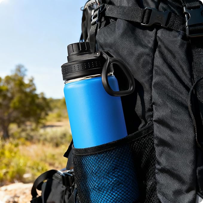 Kids Insulated Water Bottle-18 oz Stainless Steel Vacuum Wide Mouth Sports Flask with Silicone Boot-Reusable Metal Leak Proof Travel Water Bottle for Girls Boys, BPA-Free(Sky Blue)