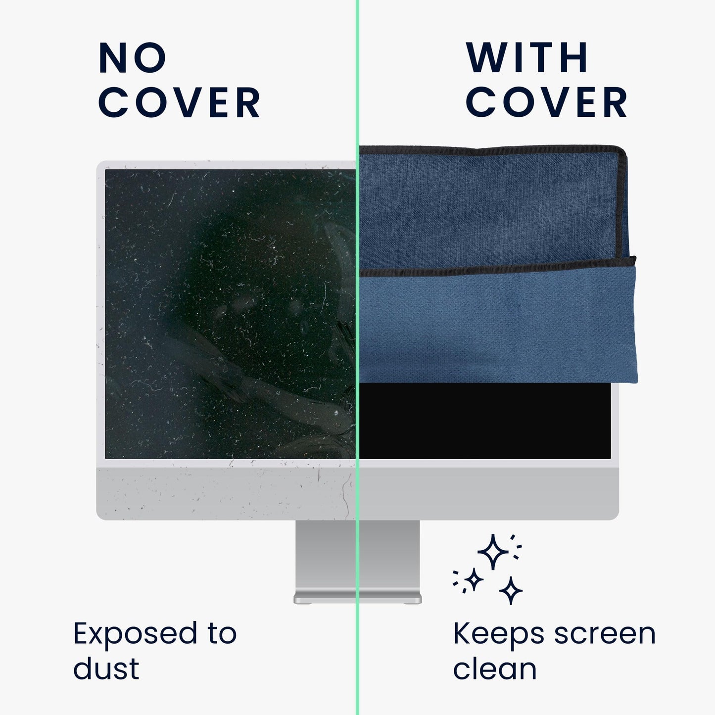 Kwmobile Dust Cover For 20-22 Monitor - Linen Monitor Display Protector - Protect Your Computer Screen - Blue Grey