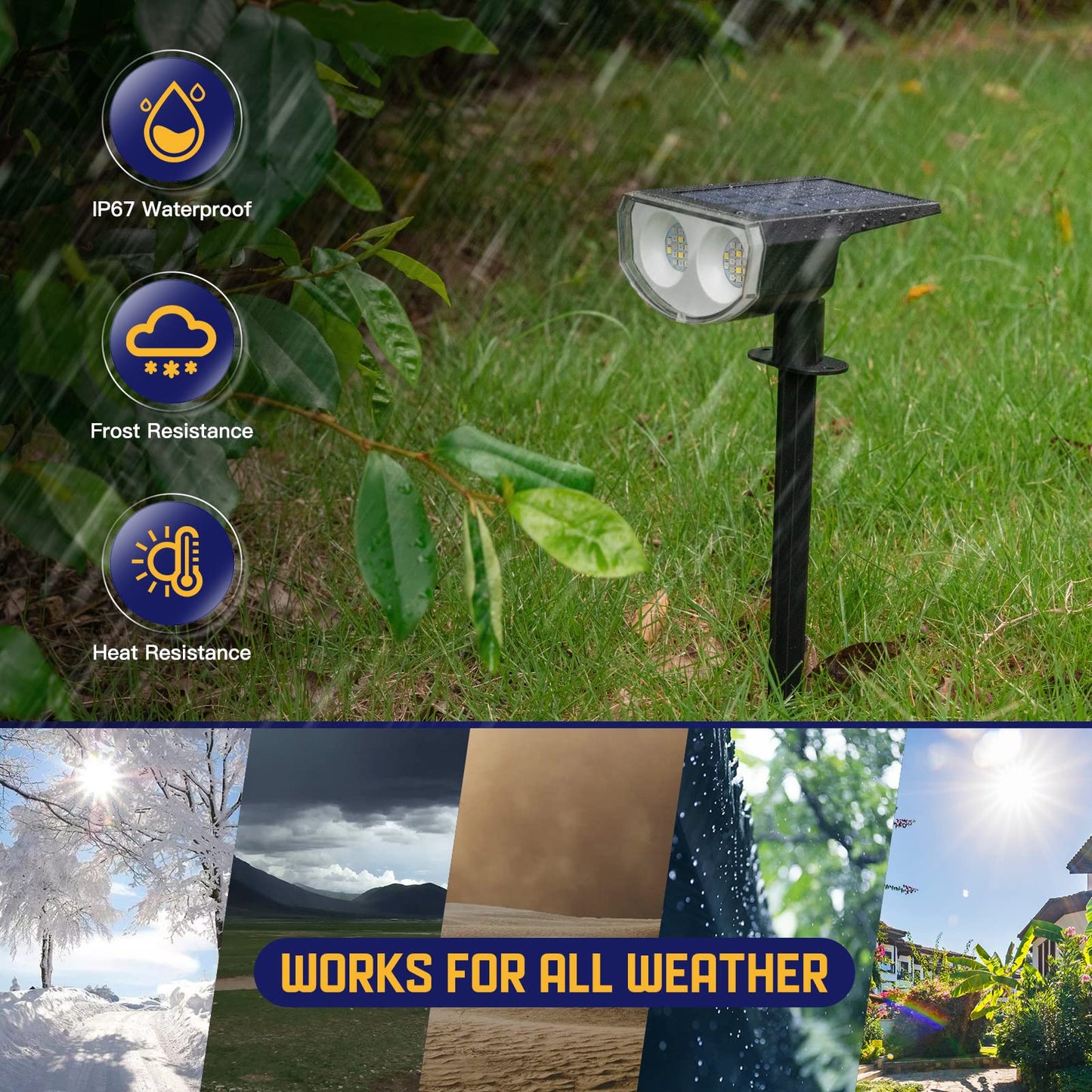 Kyosho Solar Color Spot Lights, Waterproof RGBW, 38 LEDs, 9 Lighting Modes, 2 Pack, Multicolor