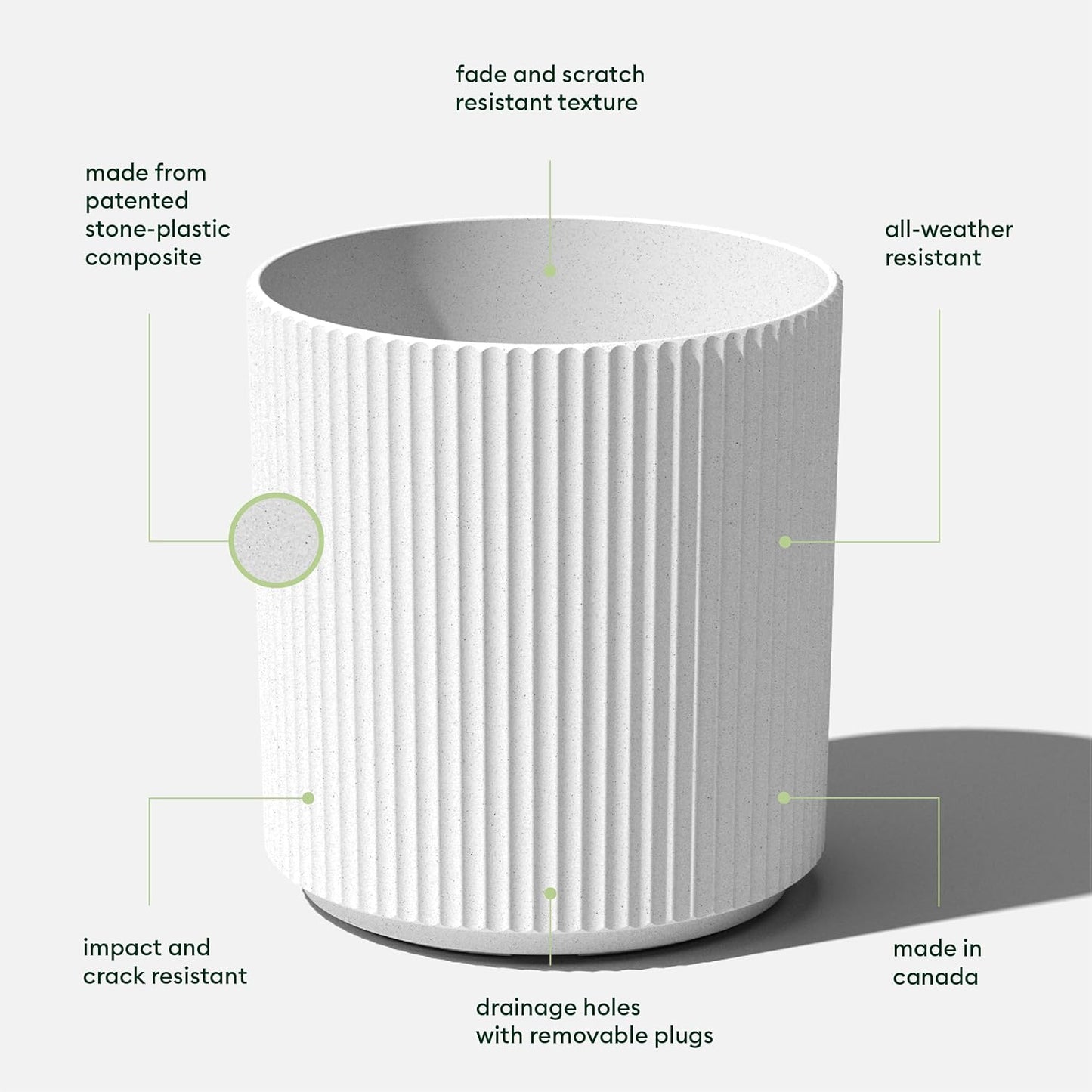 Veradek Round Demi Planter Pots for Indoor/Outdoor Garden Use | Made from Plastic - Concrete Mix with Drainage Holes | Perfect for Small to Large Succulent Plants, Flowers, Modern Interior Plants