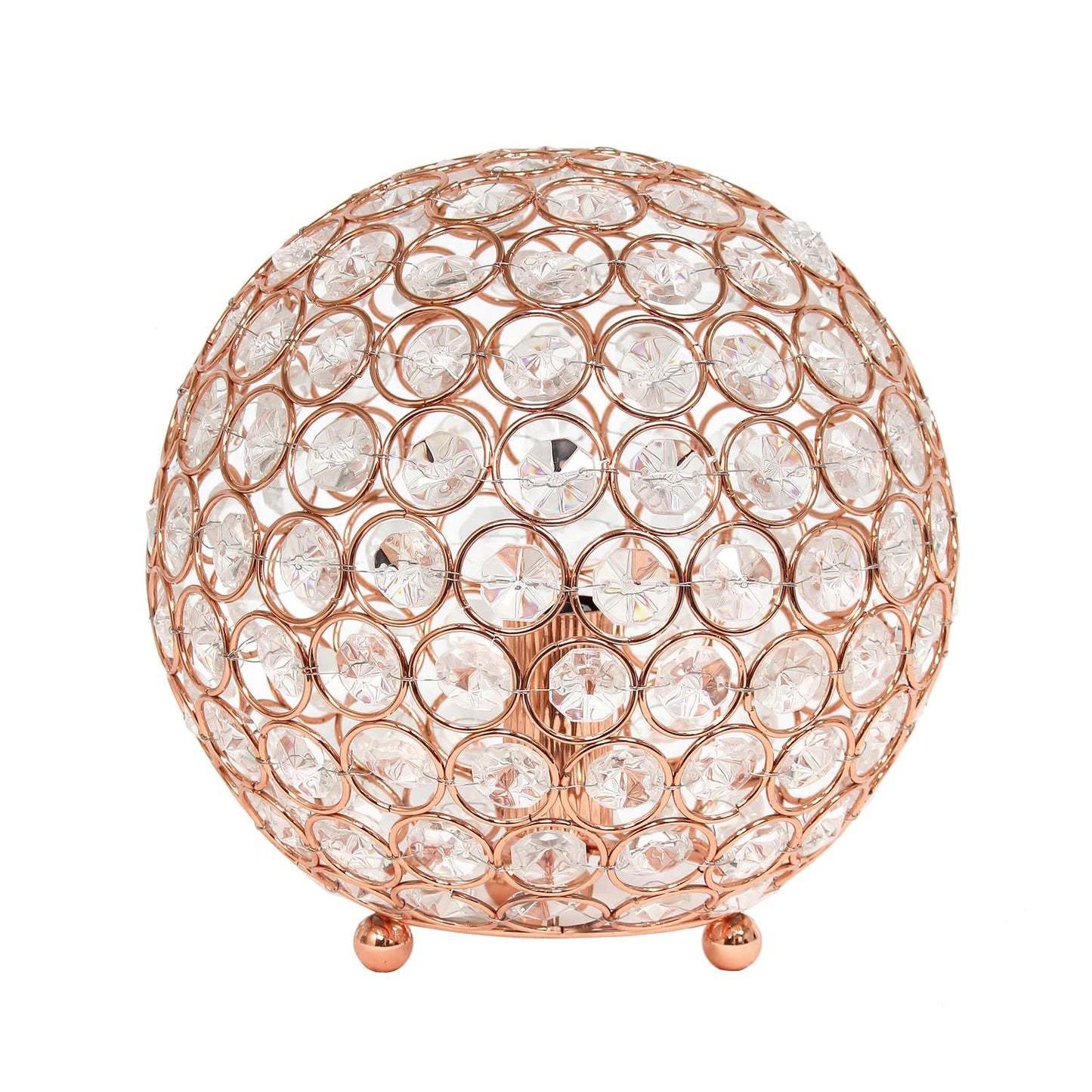 LALIA HOME Elipse Medium 8in Round Metal Crystal Table Lamp - Rose Gold, Model 1270-LHT-3009-RG