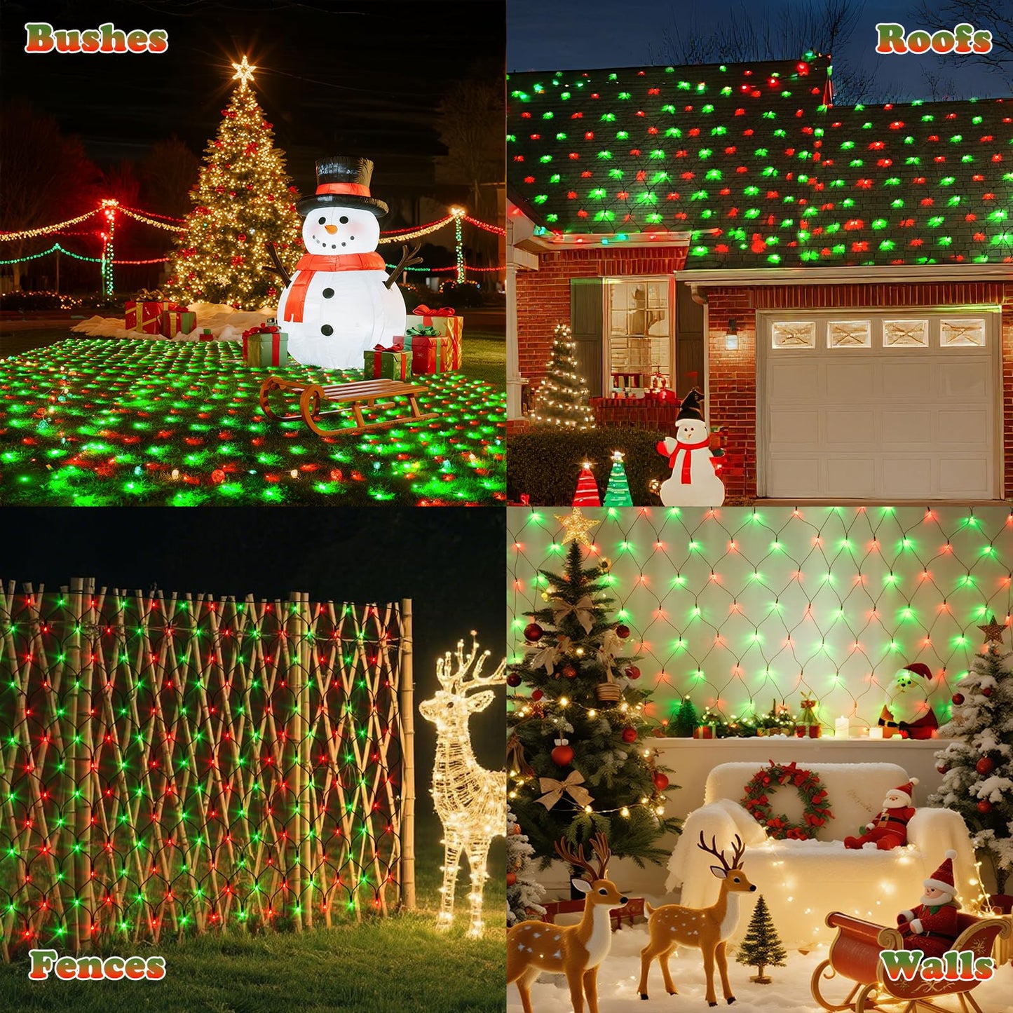Lithome 14.8Ft X 5Ft Christmas Net Lights Outdoor  300 Led Red Green Bush Lights With 8 Modes  Connectable Waterproof Net Mesh Light Dark Green Wire For Bushes Shrubs Outdoor Christmas Holiday Decor