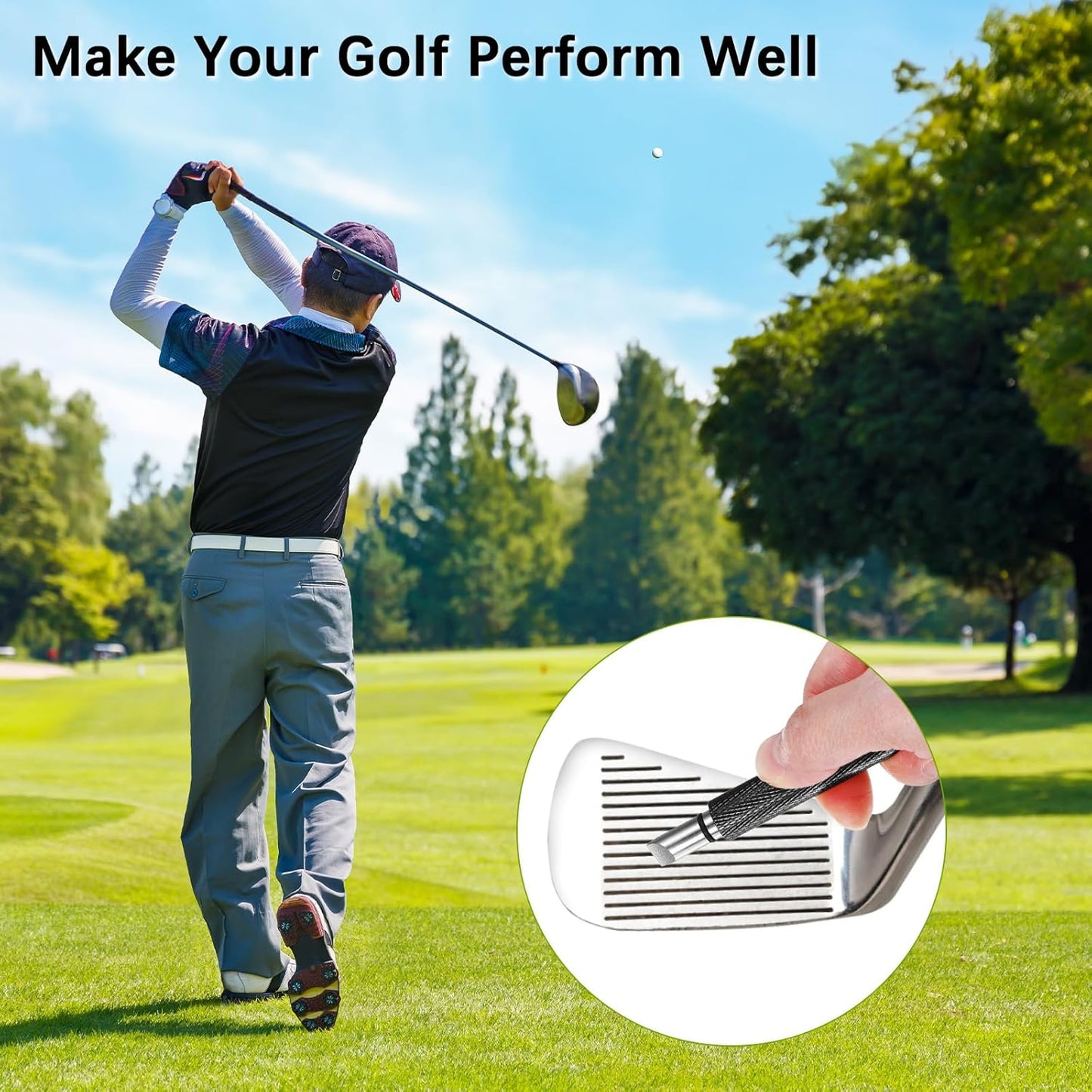 Golf Groove Sharpener Golf Club Groove Cleaner Generate Optimal Spin Use for Wedges & Irons