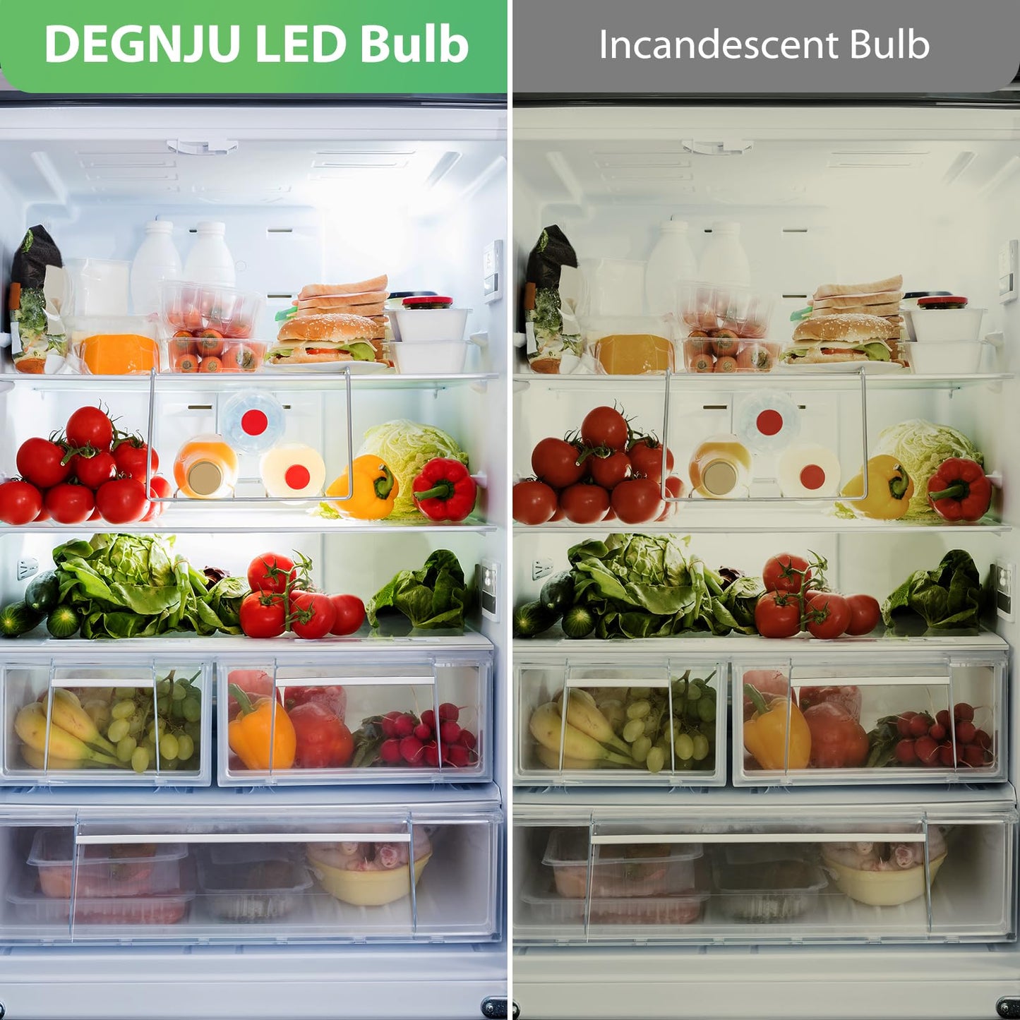 DEGNJU LED Refrigerator Light Bulb, 40 Watt Equivalent, 120V, Fridge Light Bulb 5000K Daylight White, A15 Appliance Bulb 5.5W for Freezer, 650LM, E26 Standard Base, 120V, Non-Dimmable, 2 Pack
