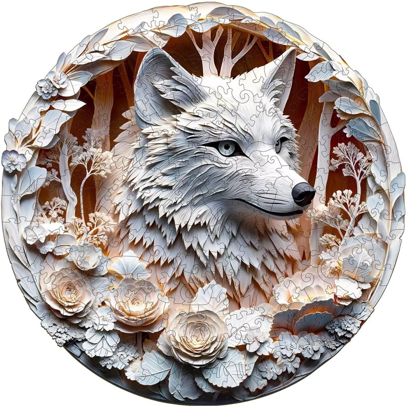 Wooden Puzzles Adults, 3D Wolf Wooden Puzzles 100 Pieces, Unique Animal Shaped Wood Challenging Jigsaw Puzzles Gifts for Adults, 8.5x8.5in