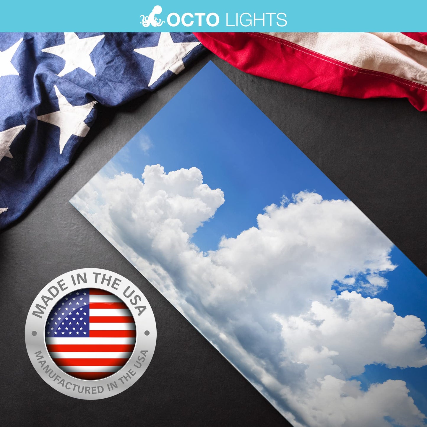 Octo Lights Fluorescent Light Covers 2X4 - Majestic Cumulus, Backlit Film, Model Cld-015, Reduces Headaches, Enhances Focus