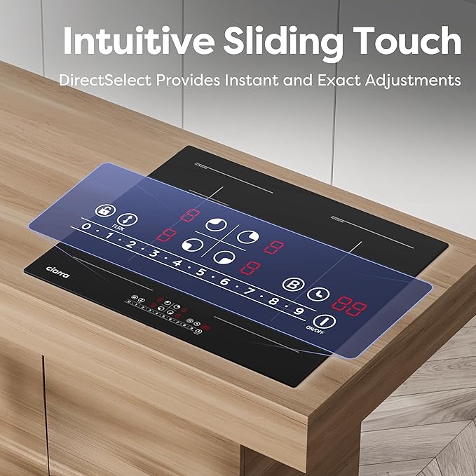 CDV 7200W Built-in Induction Cooktop 4 Burners, 24 Inch Electric Cooktop with Bridge Function Power Booster 9 Power Levels Touch Control Timer Child Lock