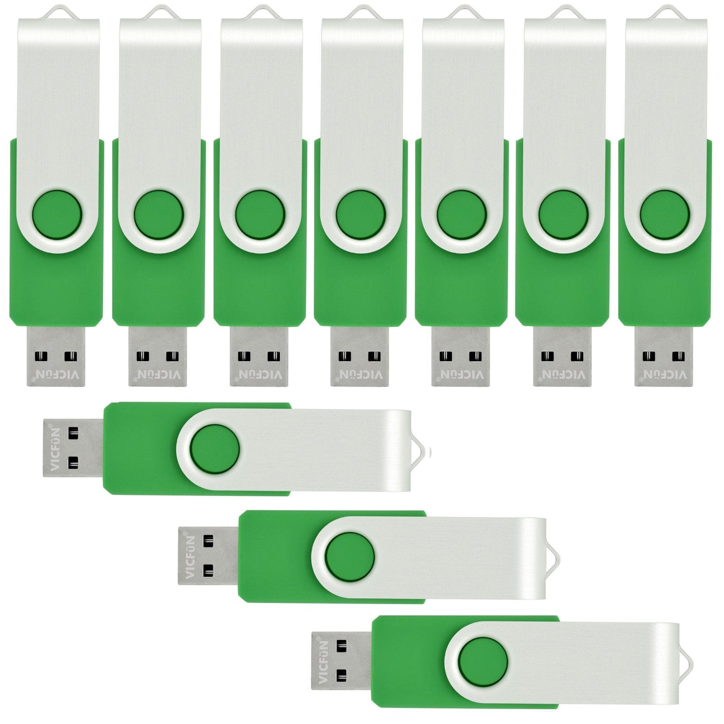 Vicfun 10 Pack 8Gb Usb Flash Drives Usb 2.0 8Gb Usb Memory Stick Pen Drive Green