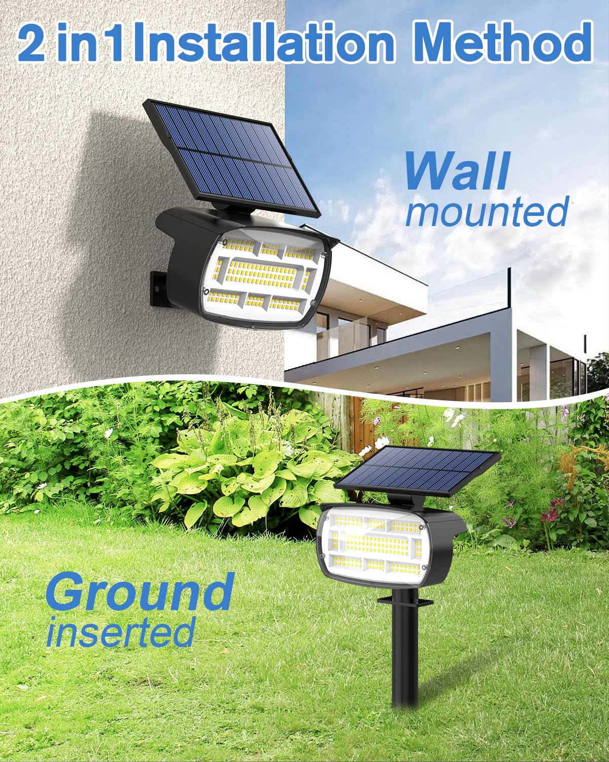 Fabrito Solar Spot Lights Outdoor 136 Leds  Big Brighter Lighting Solar Lights Outdoor  6 Pack Ip65 Waterproof Landscape Spotlights Auto On/Off For Yard  Garden  Pathway  Plants Tree (Cool White)