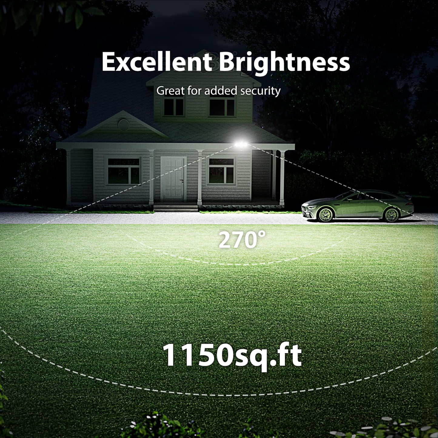 Onforu 55W LED Security Light, 5500LM, 6500K, IP65 Waterproof, Adjustable 3 Head, Brown Flood Light for Outdoor Use