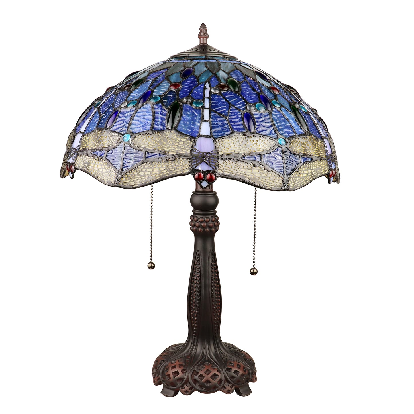 Chloe Lighting Table Lamp, Dragonfly-Style, 2 Light, Dark Bronze, 16in Wide, Multicolor, Model CH3T524BD16-TL2