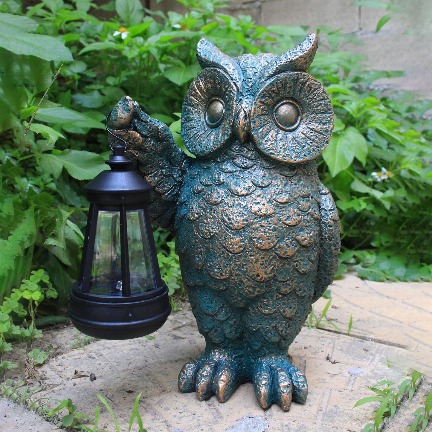 Garden Statues Outdoor, owl Figurines Decorated with Solar Lights, Unique Christmas Birthday Gifts for Moms, Grandmas, Women, Wi