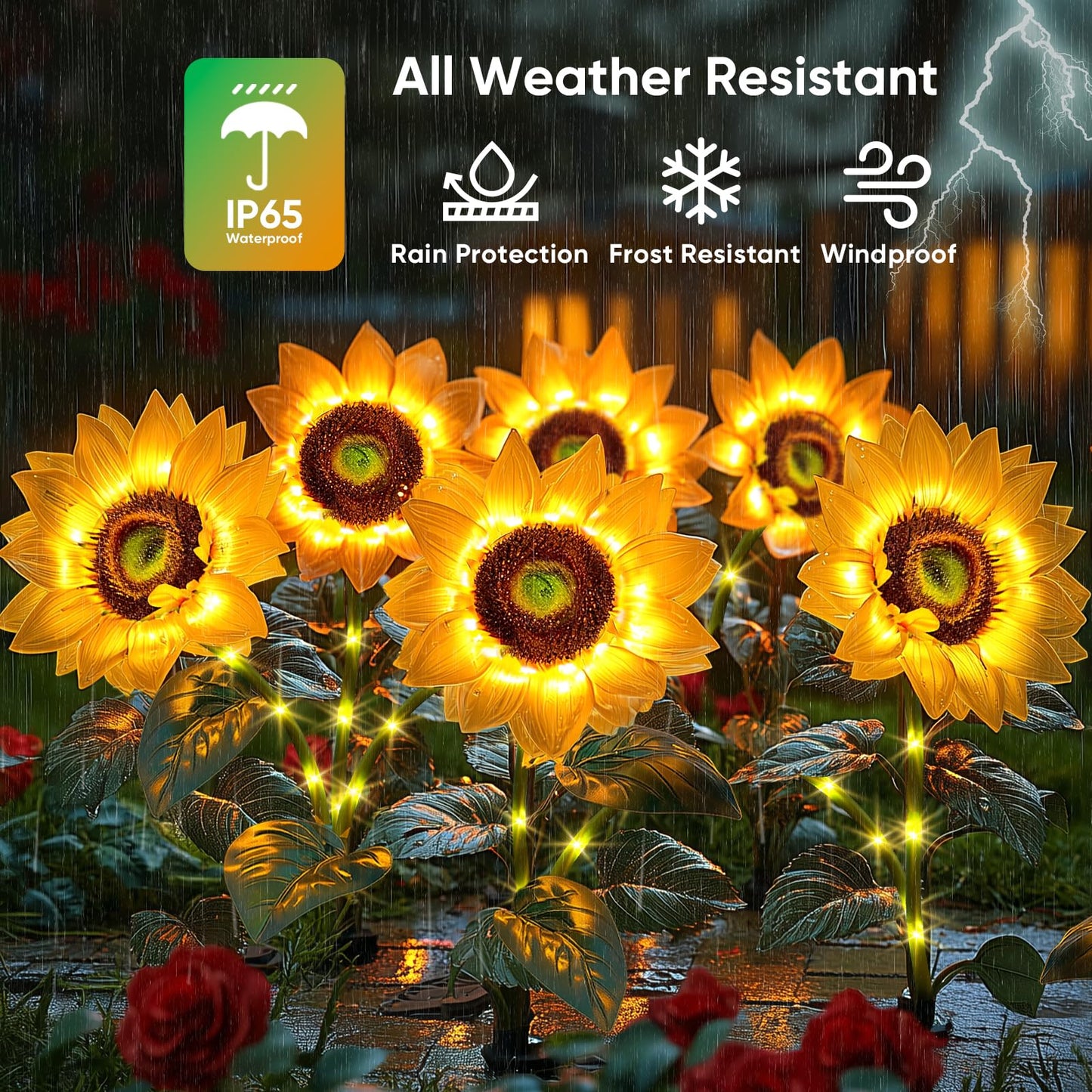 Sunflower Solar Lights Garden Decor: 10-Pack Artificial Led Solar Flower Lights Christmas Outdoor Decorations- Waterproof Decorative Light For Patio Yard Pathway Walkway - Xmas Gifts For Women Mom