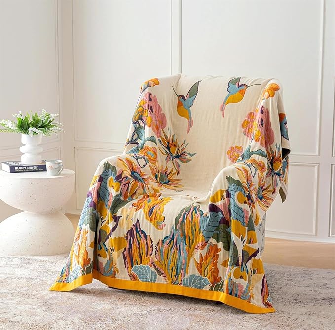 MSGKV Boho Throw Blanket King Size Warm Blanket for Couch and Sofa Blankets Cover for Living Room Throw Blankets Fall Cozy Bed Quilt(D-Flower and Butterfly, 108" x 90"(King))