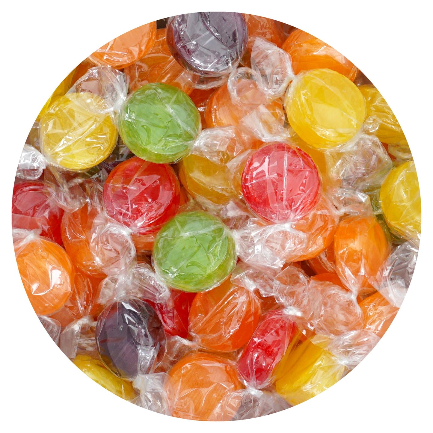Assorted Fruit Hard Candy  5 Pound Bulk Candy (Approx. 375 pcs.)  Individually Wrapped Hard Candy  Fruit Discs Candy  The Hampton Popcorn & Candy Company