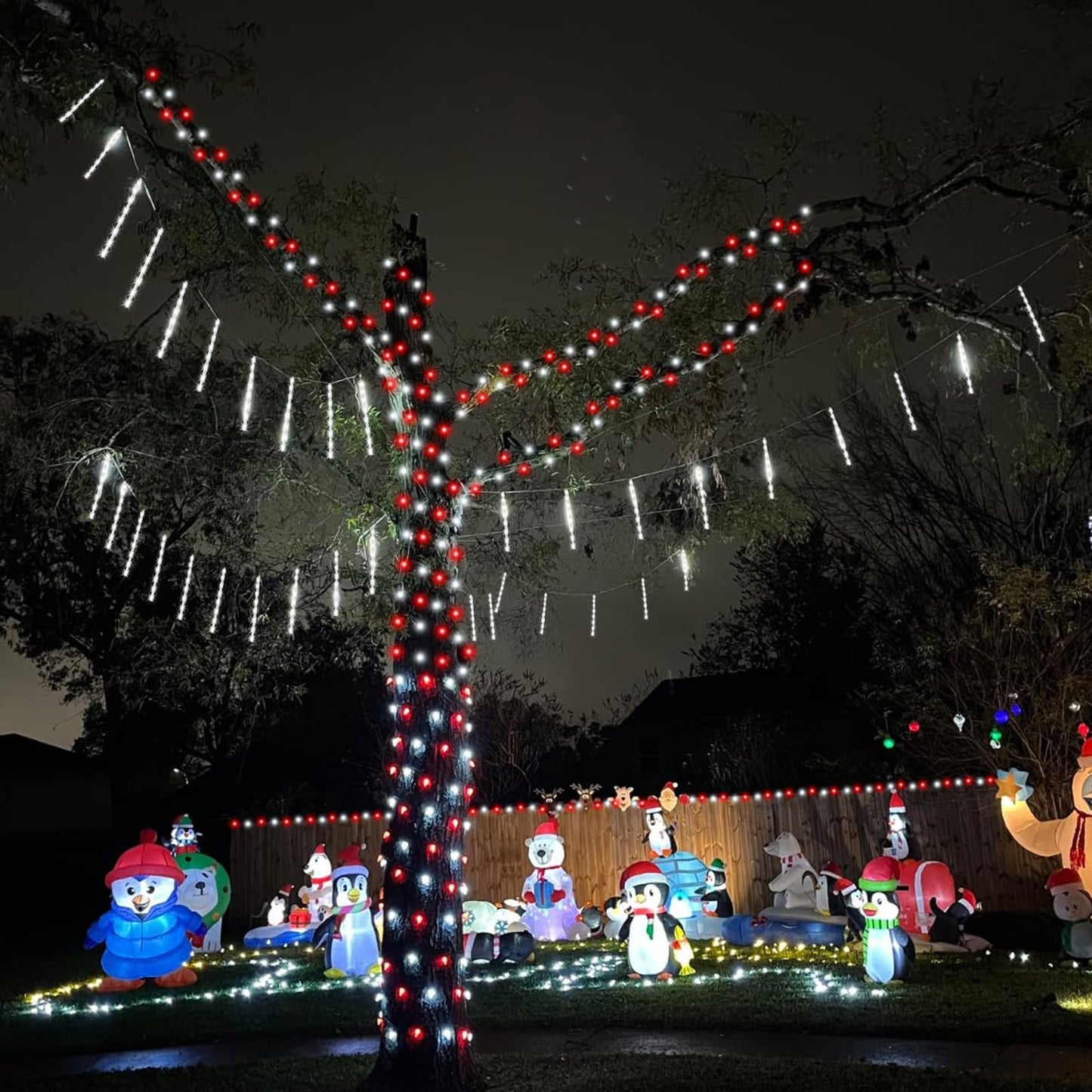 Yeguo 165Ft 500 Led Red And White Christmas Lights Outdoor Waterproof  Clear Wire String Lights Indoor Plug In  8 Modes Clear Wire Twinkle Tree Light For Xmas Party Garden