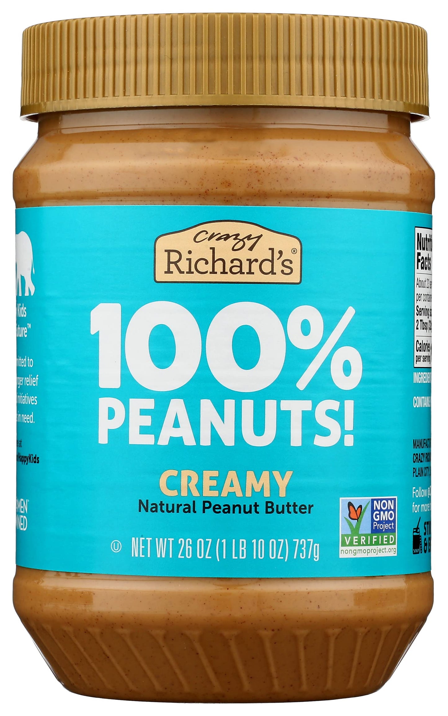 Crazy Richard s Natural Creamy Peanut Butter  26 Ounce (Pack of 6)
