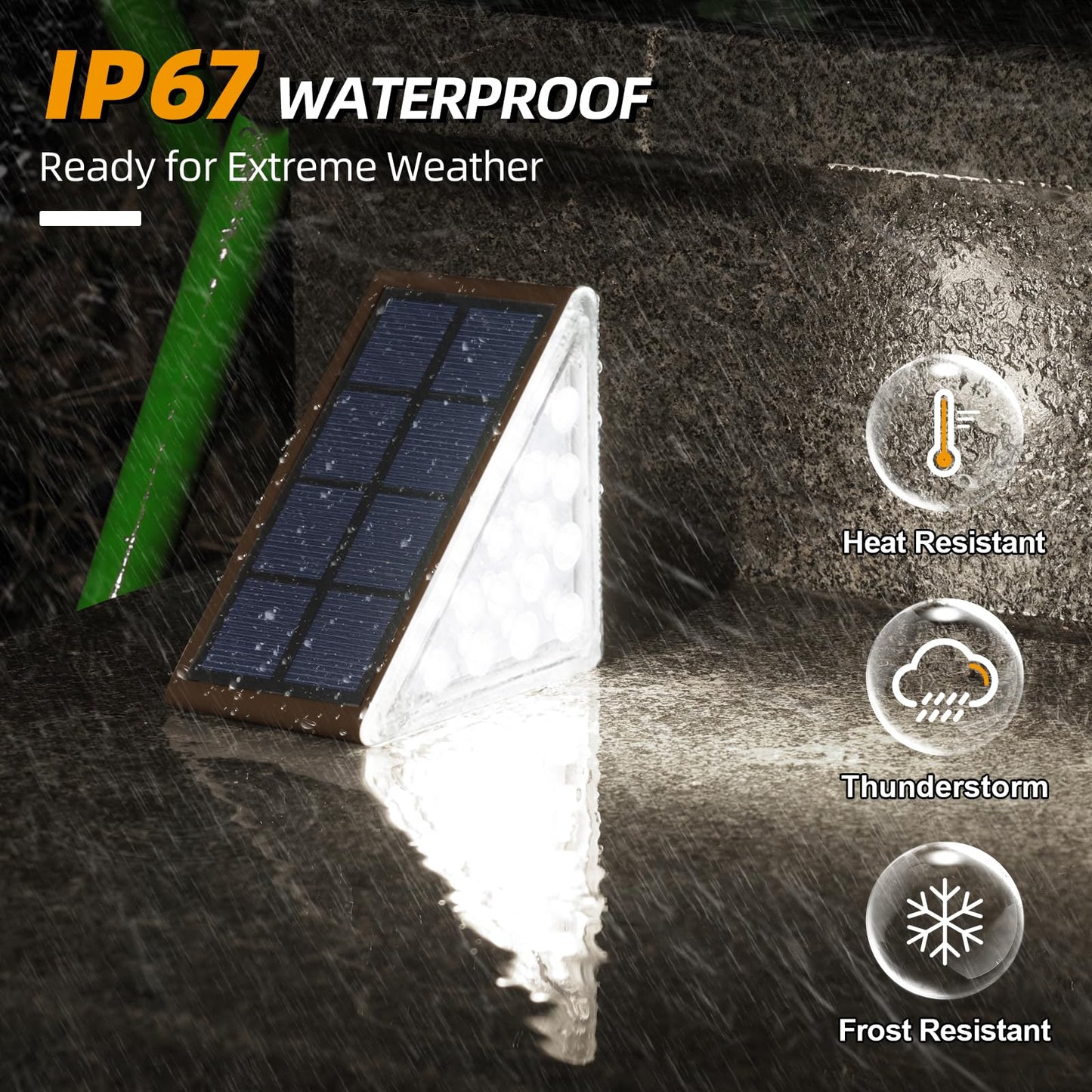 NIORSUN Solar Step Lights, Waterproof IP67, Auto On/Off, Cool White Light, 6 Pack, Model ABE110-B, for Outdoor Use
