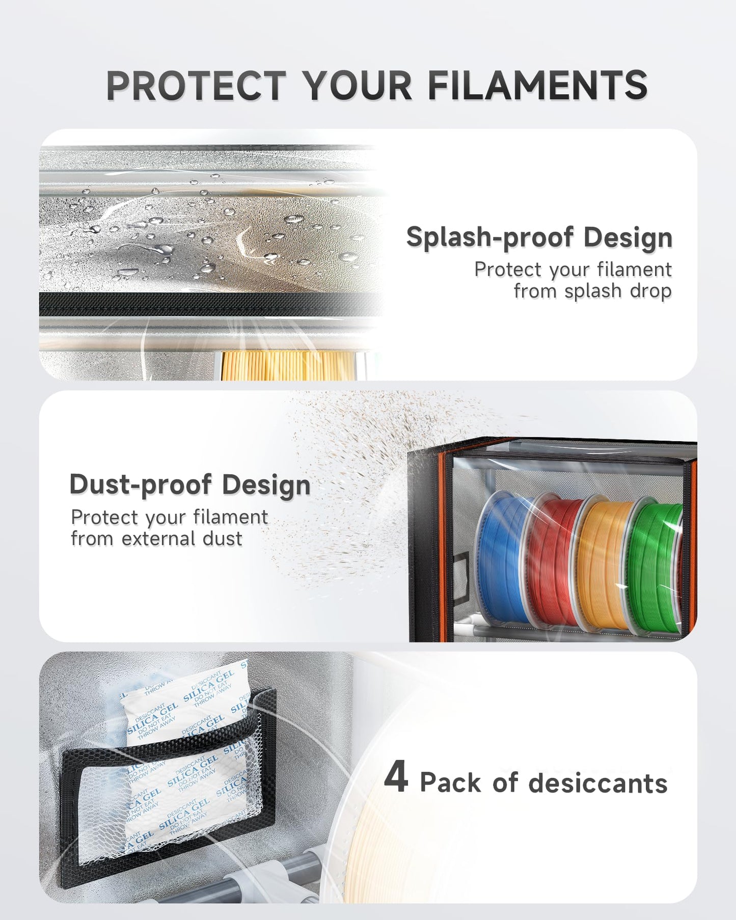 YOOPAI 3D Printer Filament Storage Box with Desiccants - 2 Tiers Metal Filament Storage Rack with Cloth Cover,Holds Up to 12 Rolls of Filaments - 3D Filament Holder for Home, Office Workshop, Studio