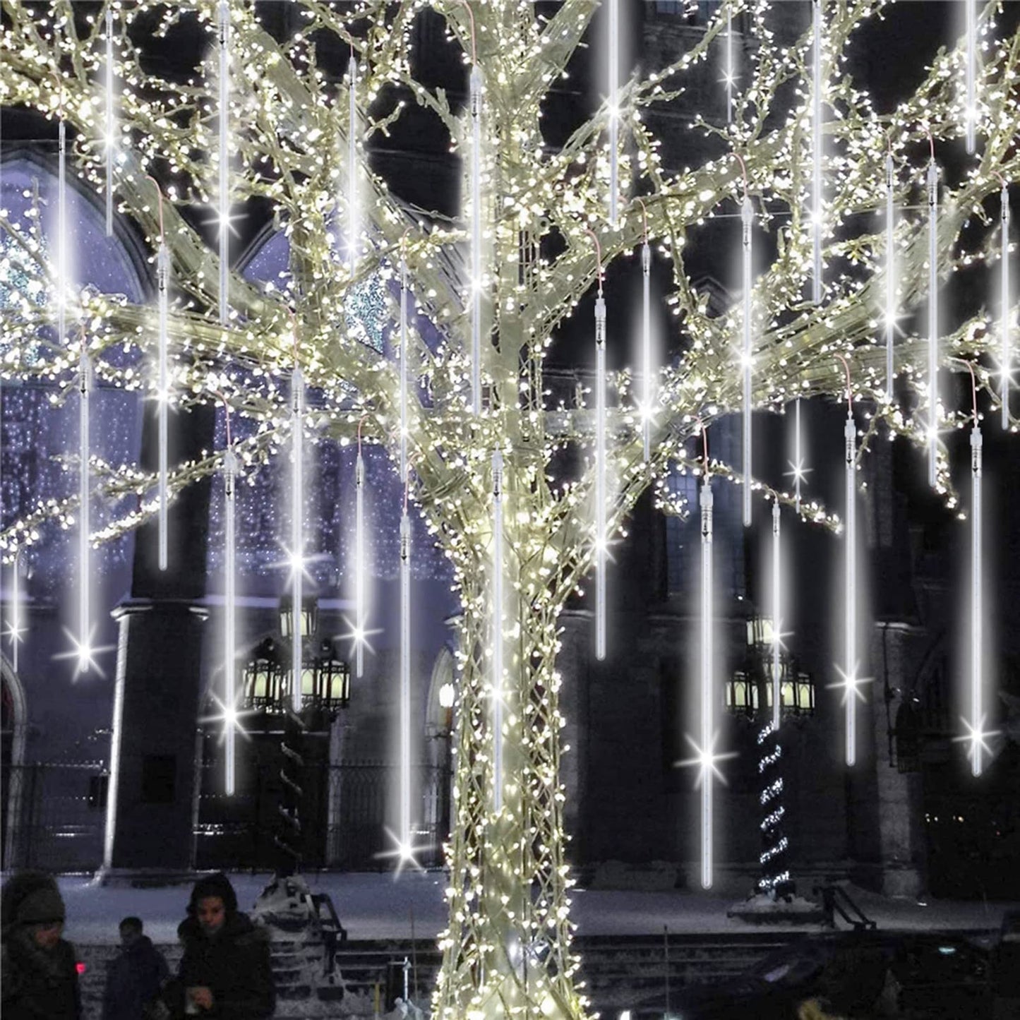 EAGWELL Christmas Lights - 20 Inch 20 Tube 1080 LEDs White Meteor Lamp for Outdoor Decoration