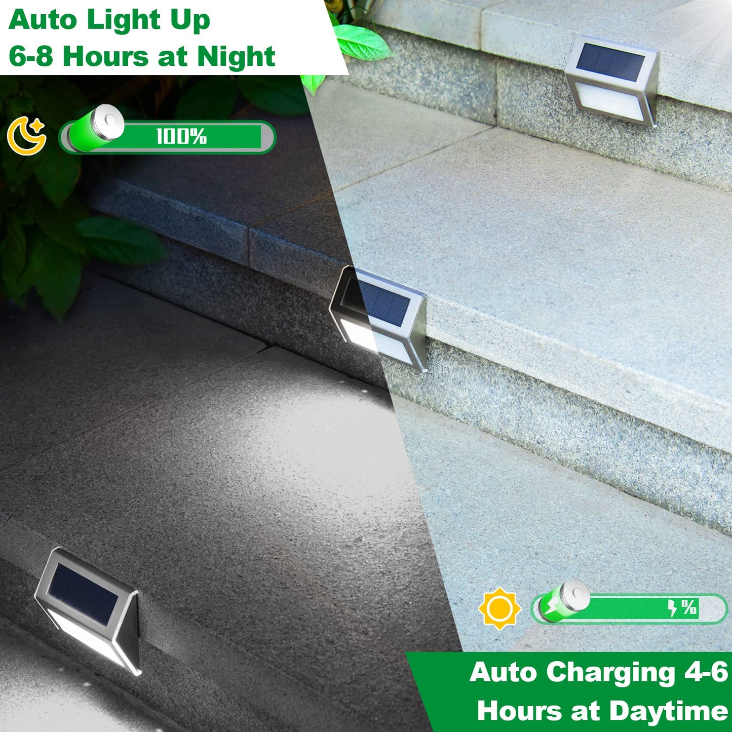 Jsot Outdoor Fence Lights - 12 Pack Solar Powered Stainless Steel Deck Lights, Waterproof Cool White For Garden Pathway