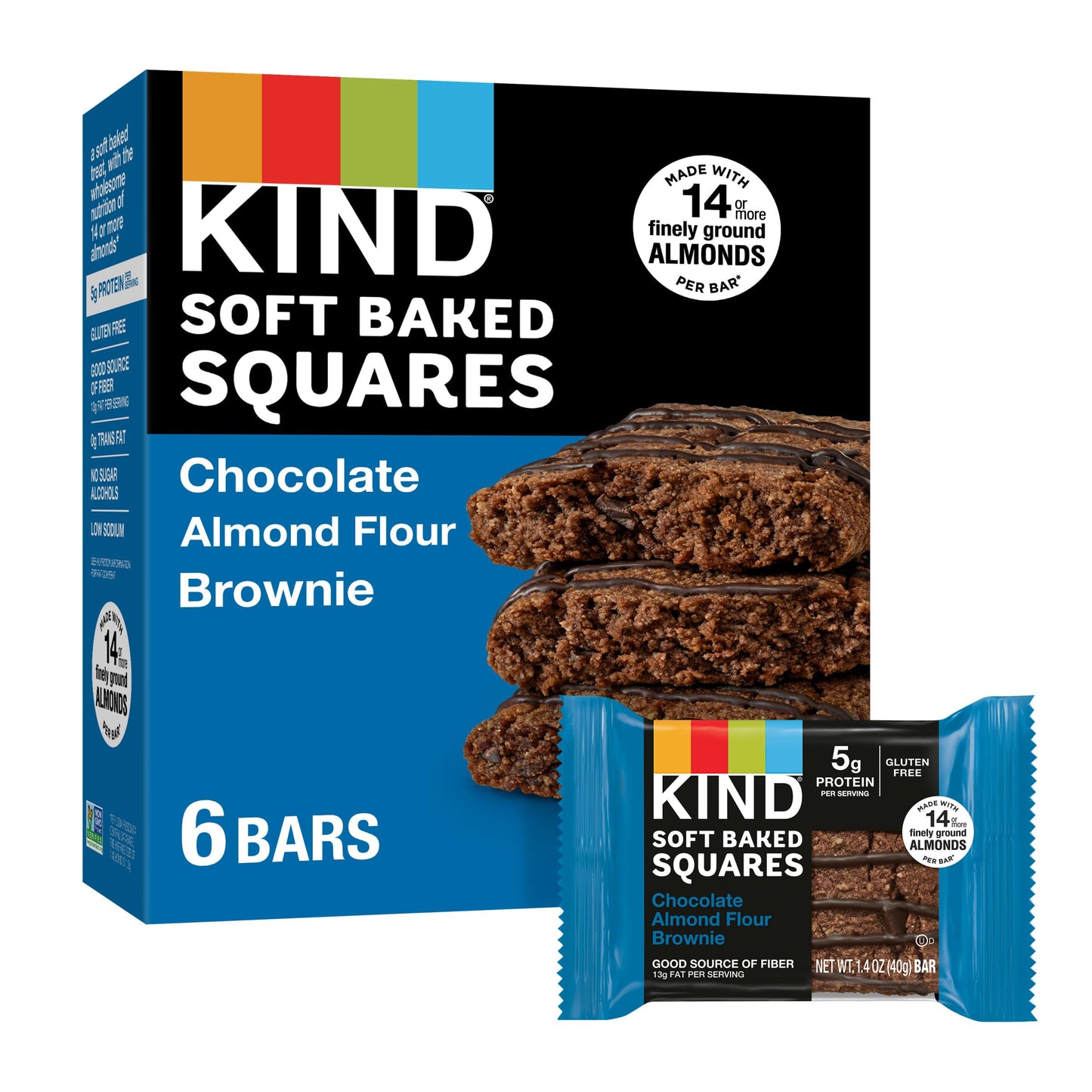 Kind Chocolate Almond Flour Soft Baked Squares, 6 ct, 1.4 oz each