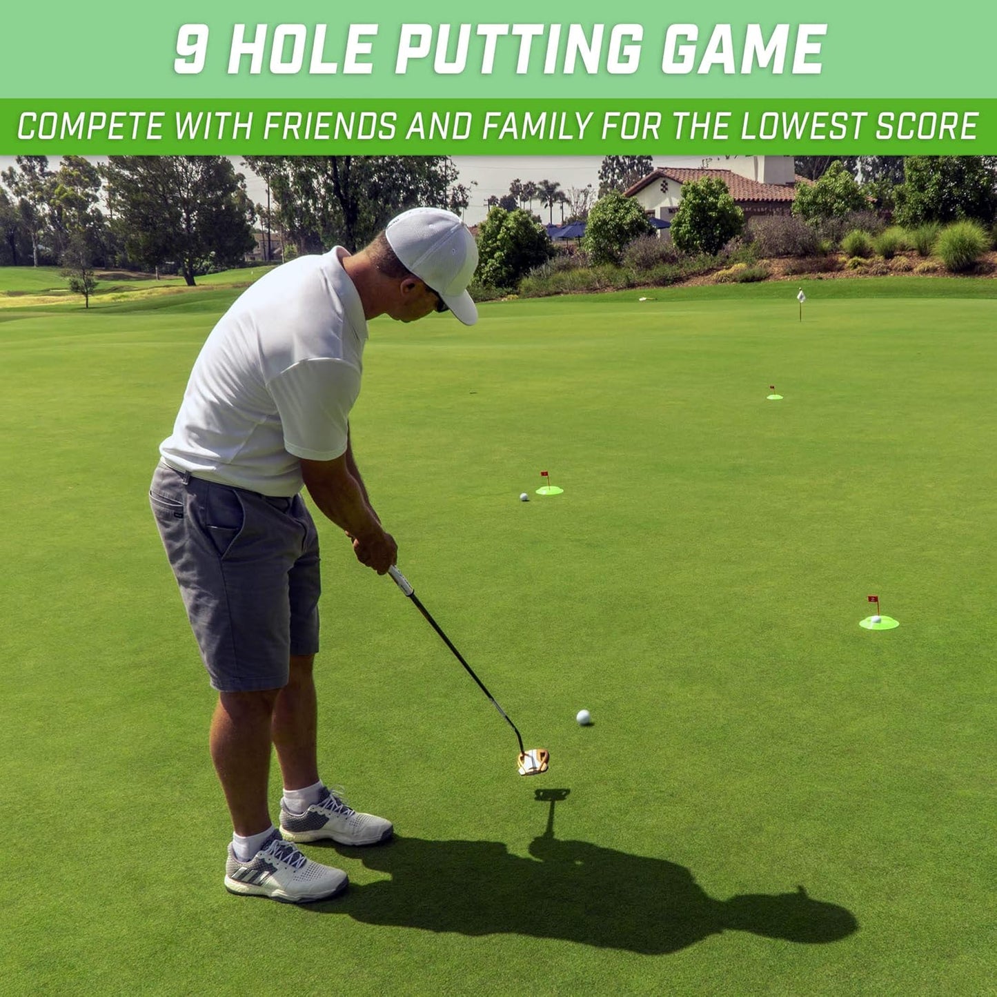 GoSports Pure Putt Challenge Mini Golf Game - Build Your Own Course at Home, The Office or On The Green - Includes 9 Holes, 4 Balls, Dry-Erase Scorecard, Tote Bag & Rules