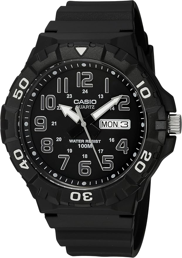 Casio MRW200H Series | Men's Analog Watch | Sporty Design | 100 Meter Water Resistance | Date Display | Rotary Bezel | Reg...