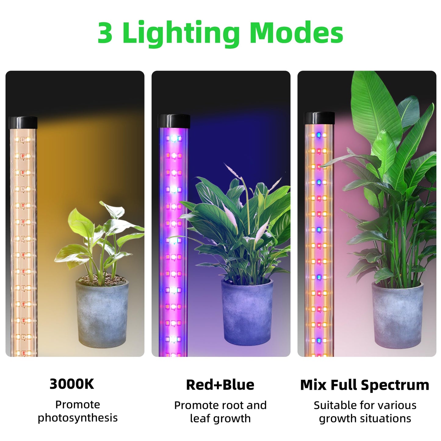 Standing Grow Light For Indoor Plants With Timer 42W Vertical Grow Lights For Indoor Plants Full Spectrum 4Ft T8 243Led Plant Lights For Indoor Growing With 3 Lighting Modes For Tall Plants(1 Pack)