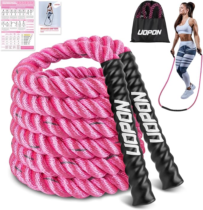 Weighted Jump Rope for Women, Heavy Skipping Rope for Exercise with Training Poster, 9.2FT Weight Fitness Jump Rope for Im...
