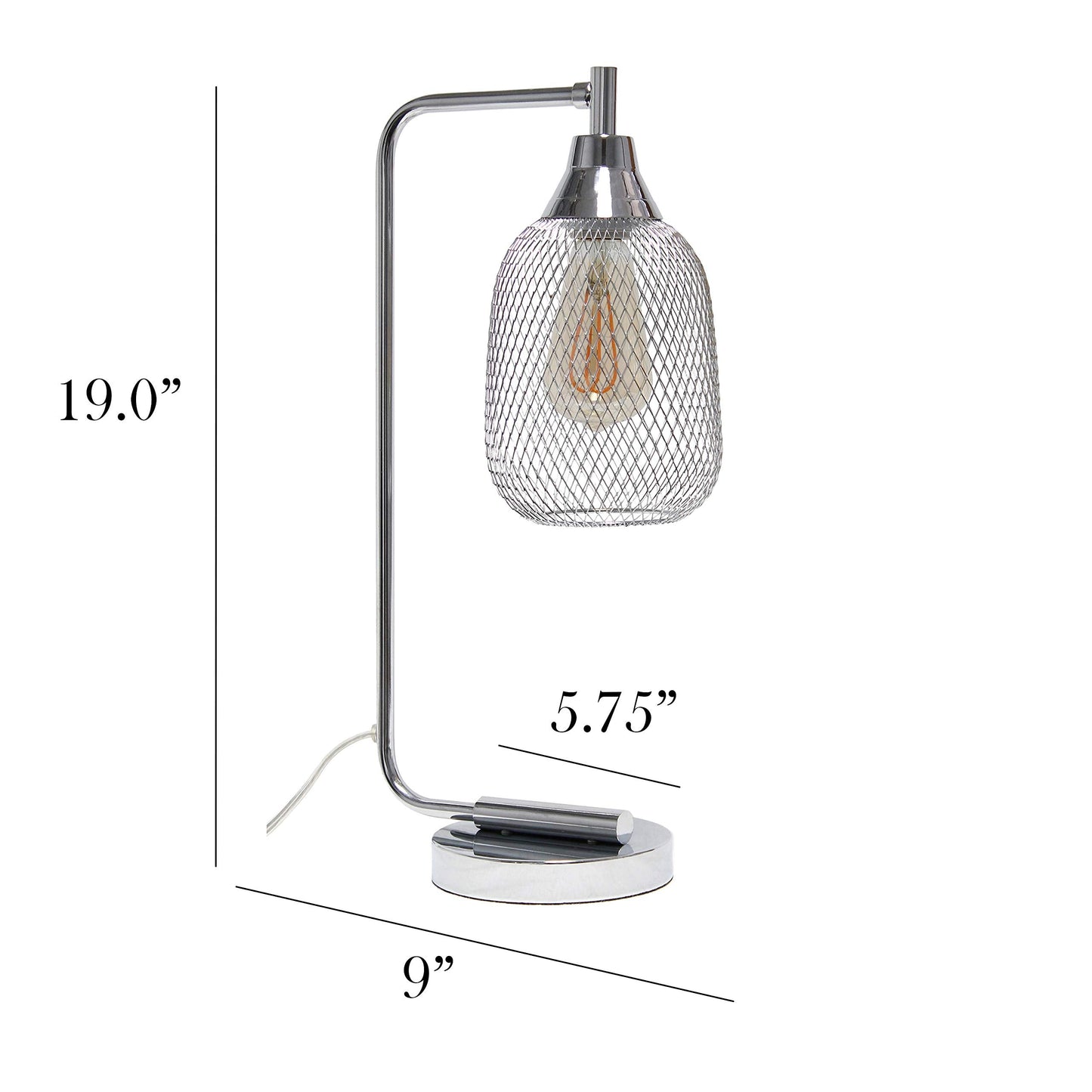 Simple Designs LD1060-CHR Table Lamp, Mesh Wire, Iron, Chrome, No Bulb