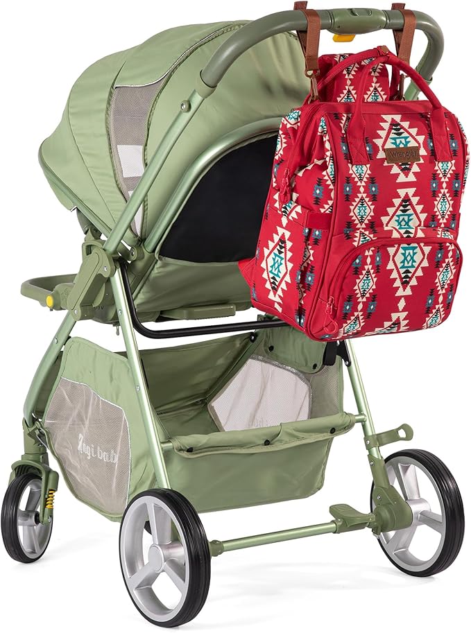 Montana West Wrangler Diaper Bag Backpack Aztec Travel Backpack Purses Western Multi-Function Baby Bags for Mom with Waterproof Insulated Pockets