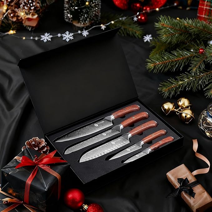 YOTSUBA 5PCS Kitchen Knives Set,Kitchen Knife Set,German High Carbon Stainless Steel Ultra Chef Knife Sets with Ergonomic Handle for Chopping Vegetable and Cooking