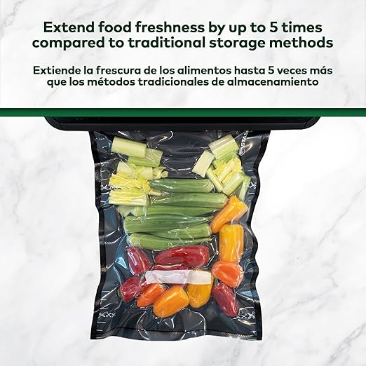 Vacuum Seal Bags 15" x 20" (50 Count) 5.5 Mil (Black and Clear) - BPA Free Commerical Grade Food Saver for Storage, Sous Vide, and Meal Prep Sealer Bag