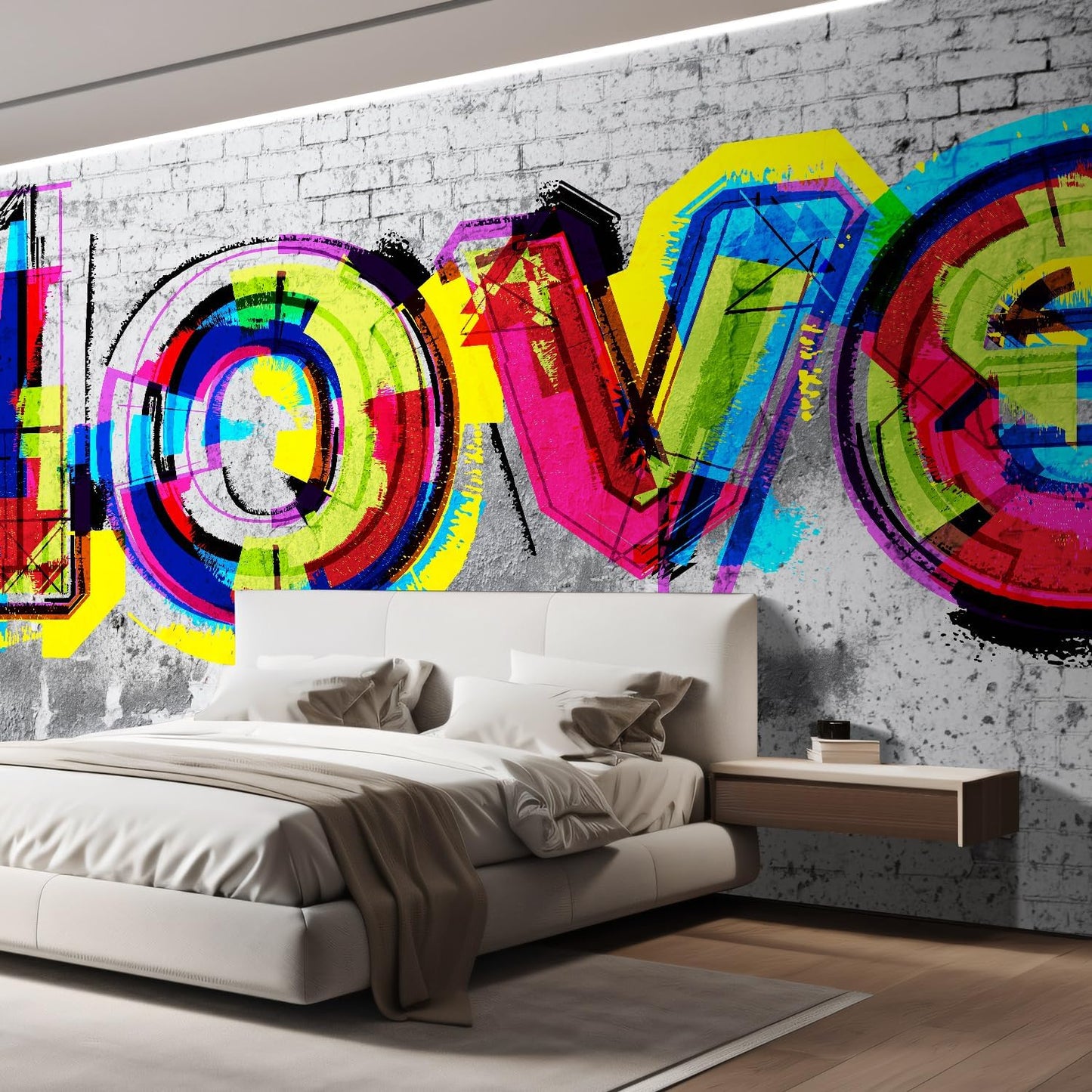 wall26 Wall Sticker/Wall Mural Colorful Graffiti, Not Peel and Stick, Non-Woven Wallpaper Decorative for Bedroom, Living Room, Office - 132x168 inches