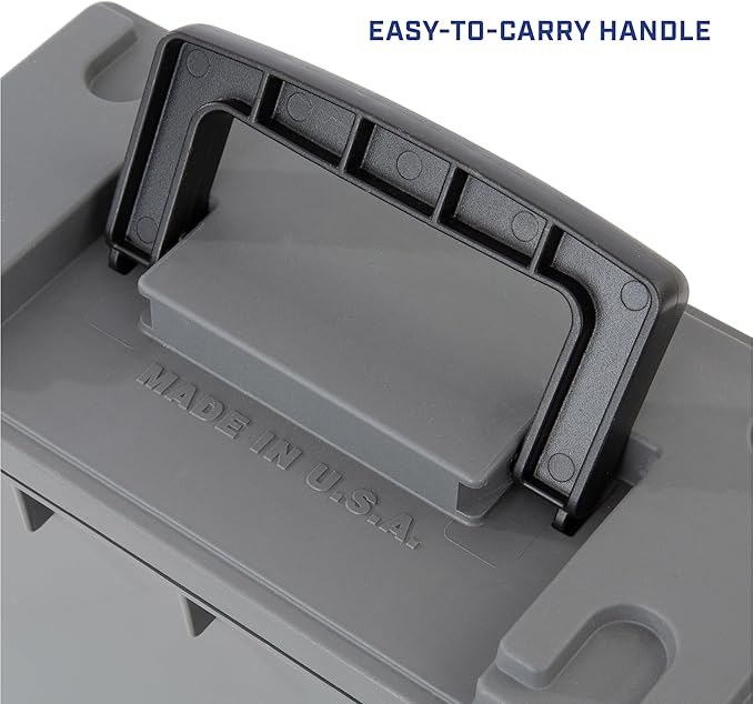 Sheffield 12792 2-Pack Ammo Storage Box, Stackable .30 Cal Field Boxes, Water and Dust Resistant, Lockable Storage Box with Handle, Secures Hunting Gear, Supplies, and Bullets, Made in The USA, Gray