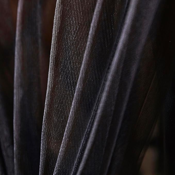 Mengersi Bed Canopy Canopy Bed Curtains with Lights- 4 Corners Post Royal Bed Drapes Mosquito Net- Elegant Bedroom Decoration Accessories for Adults(Queen,Black)